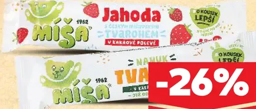 Míša Mrazený ovocný krém Jahoda, Tvaroh