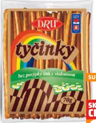 Dru Tyčinky bez posýpky soli s vlákninou