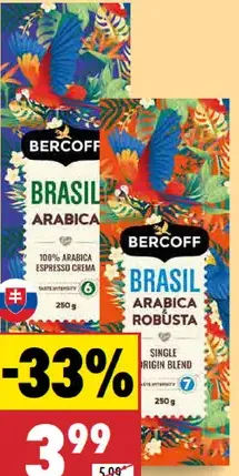Bercoff Káva zrnková Brazil
