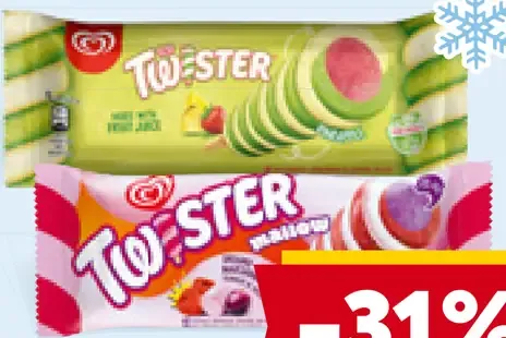 Twister zmrzlina rôzne druhy