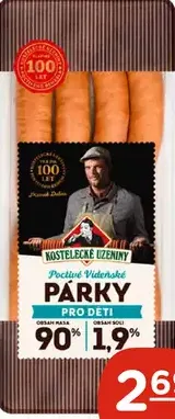 Kostelecké uzeniny párky poctivé viedenské pre deti