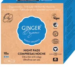 GINGER Organic hygienické nočné vložky