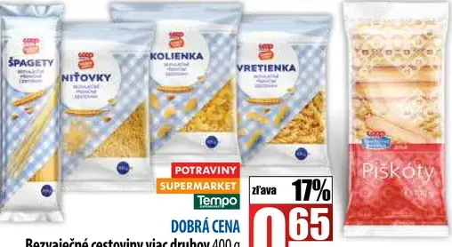 Dobrá cena Bezvaječné cestoviny viac druhov