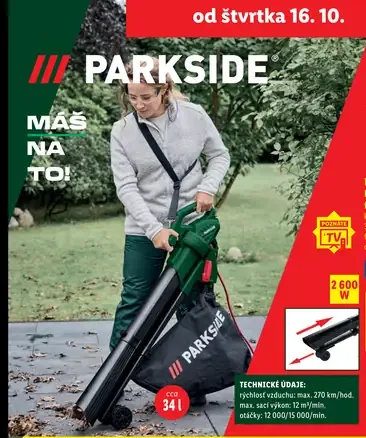 Parkside Elektrický vysávač/fukáč lístia PELSB 3000