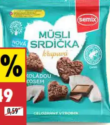 Semix Müsli srdiečka čokoláda-kokos/pekanové orechy