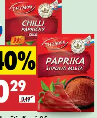 Thymos Paprika štipľavá/papriky celé Chilli papričky