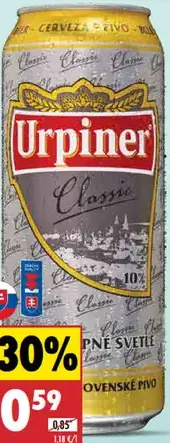Urpiner svetlé plechovka
