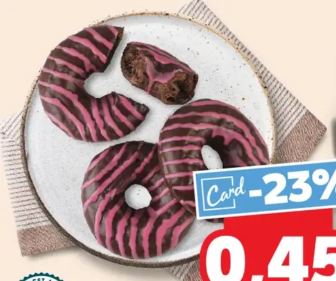 Donut kakaový s višňovou náplňou