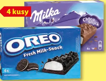 Oreo Mliečny rez/Milka Čokoládový snack