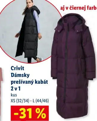Crivit Dámsky prešívaný kabát 2 v 1