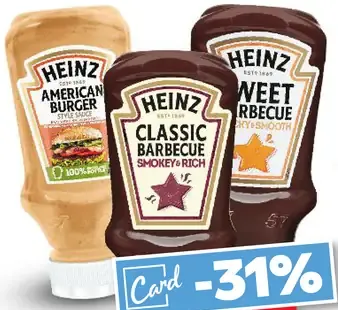 Heinz American Burger, Classic Barbecue, Sweet Barbecue