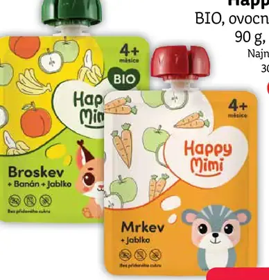 Happy Mimi ovocný príkrm broskyňa alebo mrkva