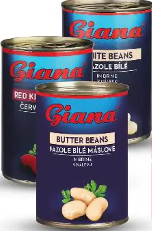 Giana fazuľa rôzne druhy