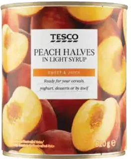 Tesco polené broskyne v mierne sladkom náleve