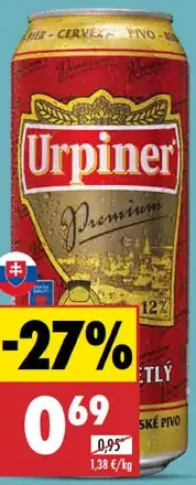 Urpiner Premium 12° plechovka
