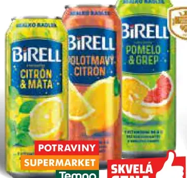 Birell Radler Citrón a Mäta Pomelo a Grep