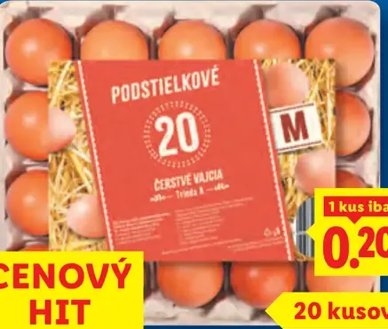 Podstielkové čerstvé vajcia