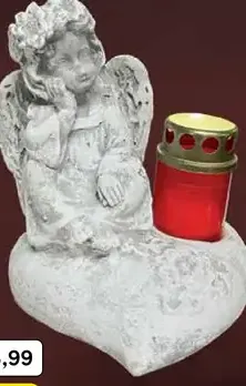 Anjel sadrový so sviečkou
