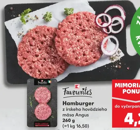 K-Favourites Hamburger z írskeho hovädzieho mäsa Angus