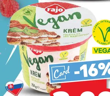 Rajo Vegan krém na báze rastlinného tuku