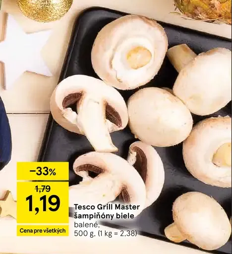 Tesco Grill Master šampiňóny biele