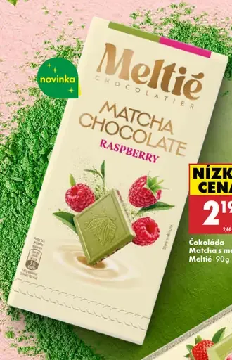 Meltie čokoláda Matcha s malinami