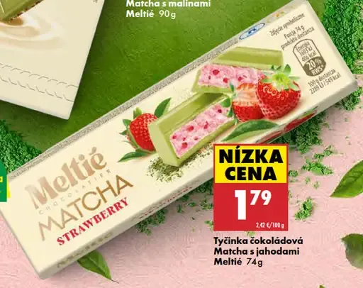 Meltie tyčinka čokoládová Matcha s jahodami