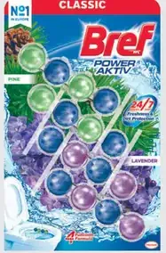 Bref Power Aktiv Pine Lavender tuhý WC blok 4 x