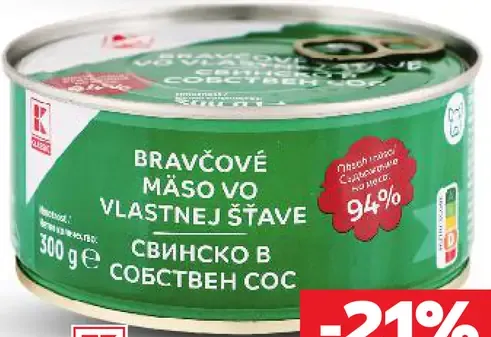 K Classic Bravčové mäso vo vlastnej šťave