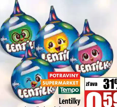 Lentilky vianočné ozdoby