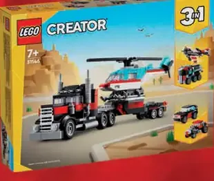 LEGO Creator 31146 Nákladiak s plochou korbou a helikoptérou