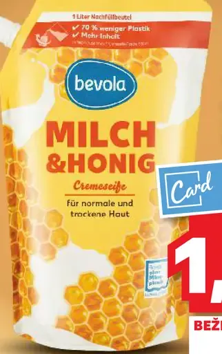 Bevola milk & honey tekuté mydlo