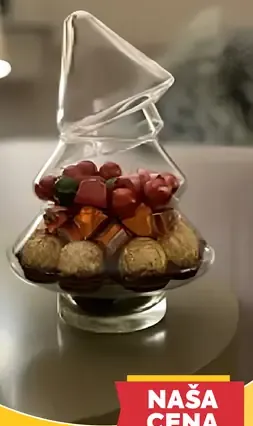 Vianočný stromček na sladkosti sklenený