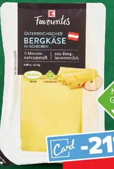 Favorites Bergkäse 45% plátky