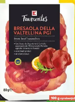 K Classic Favorites Bresaola della Valtellina PGI hovädzie solené sušené mäso zo stehna