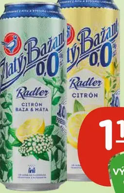 Zlatý Bažant Radler 0,0 % citrón, mäta limetka plechovka rôzne druhy