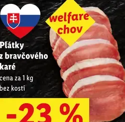 Plátky z bravčového karé bez kosti