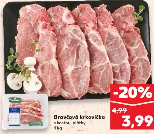 Bravčová krkovička s kosťou, plátky