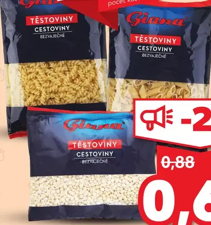 Giana cestoviny bezvaječné rôzne druhy