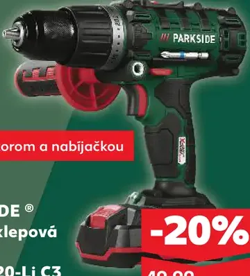 Parkside aku príklepová vŕtačka PSBSA 20-Li C3