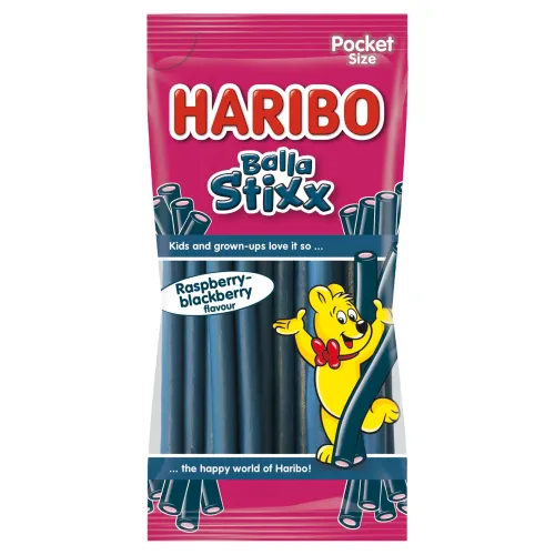 Haribo Balla Stixx Raspberry Blackberry želé pelendreky s príchuťou malina a černica