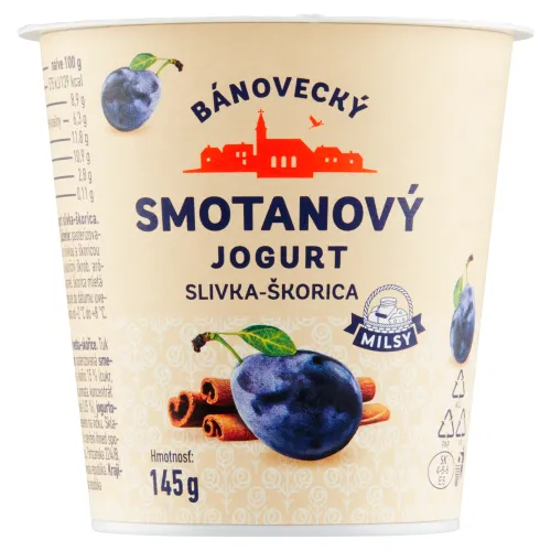 Milsy Bánovecký smotanový jogurt slivka škorica