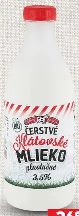 Bio čerstvé Klatovské mlieko plnotučné 3,5 %
