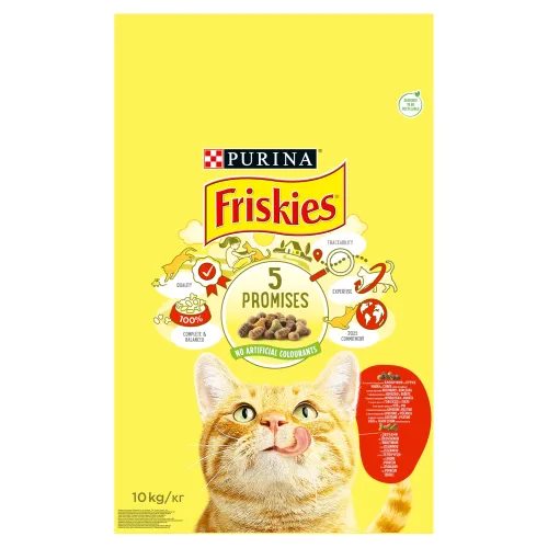 Friskies s lahodnou kombináciou hovädzieho a kuraťa a so zeleninou