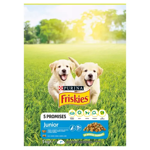 Friskies Junior s kuraťom a zeleninou s mliekom