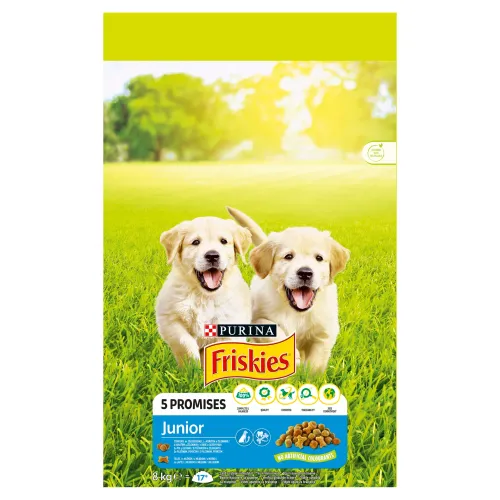 Friskies Junior s kuraťom a zeleninou s mliekom