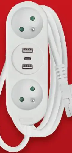 Emos predlžovací prívod 2× zásuvka, 2× USB-A, 1× USB-C