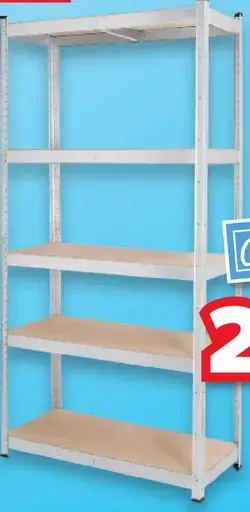 Regál kovový s MDF policami 5 políc