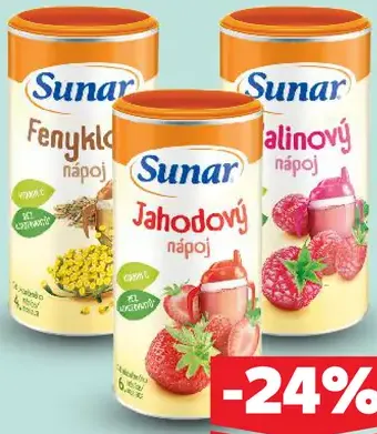 Sunar rozpustný nápoj fenykolový, jahodový, malinový rôzne druhy