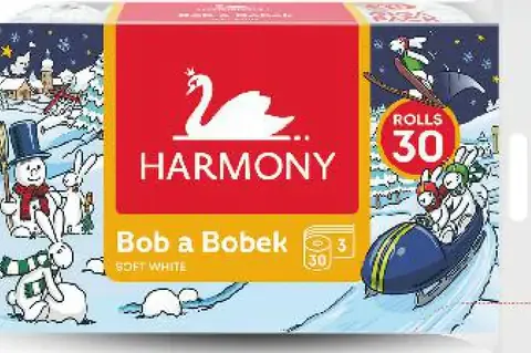 Harmony toaletný papier 3-vrstvový 30 roliek Bob a Bobek